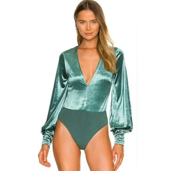 Revolve x Bardot Bryony Bodysuit in Turquoise - Picture 1 of 7